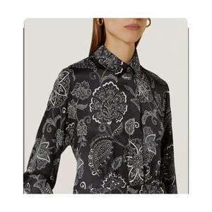 Robert Friedman Black & White Paisley Viscose Blouse –‎ Size S